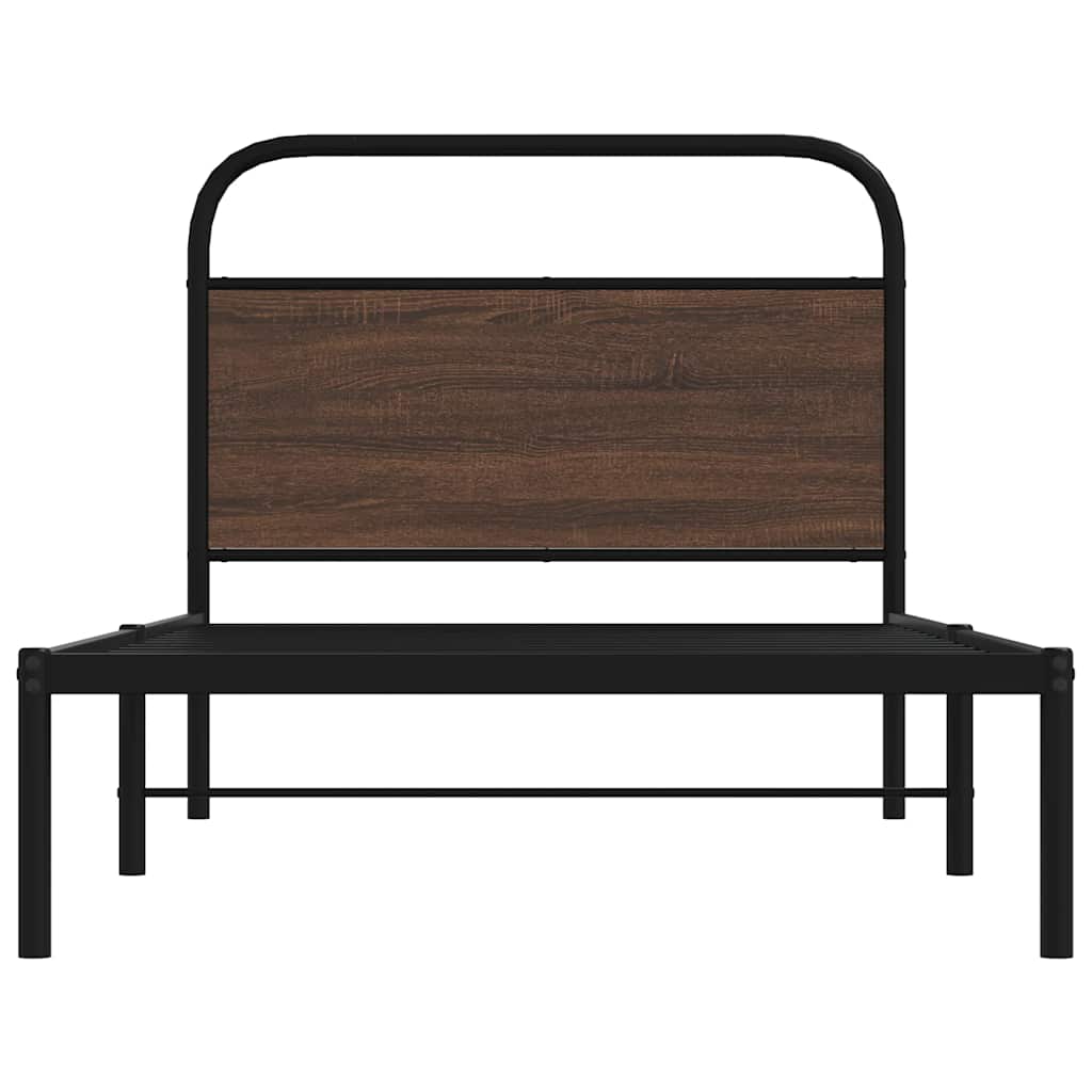vidaXL Bed Frame Without Mattress 90x190 cm Single Brown Oak Engineered Wood
