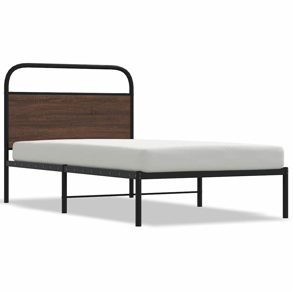 vidaXL Bed Frame Without Mattress 100x200 cm Brown Oak Engineered Wood