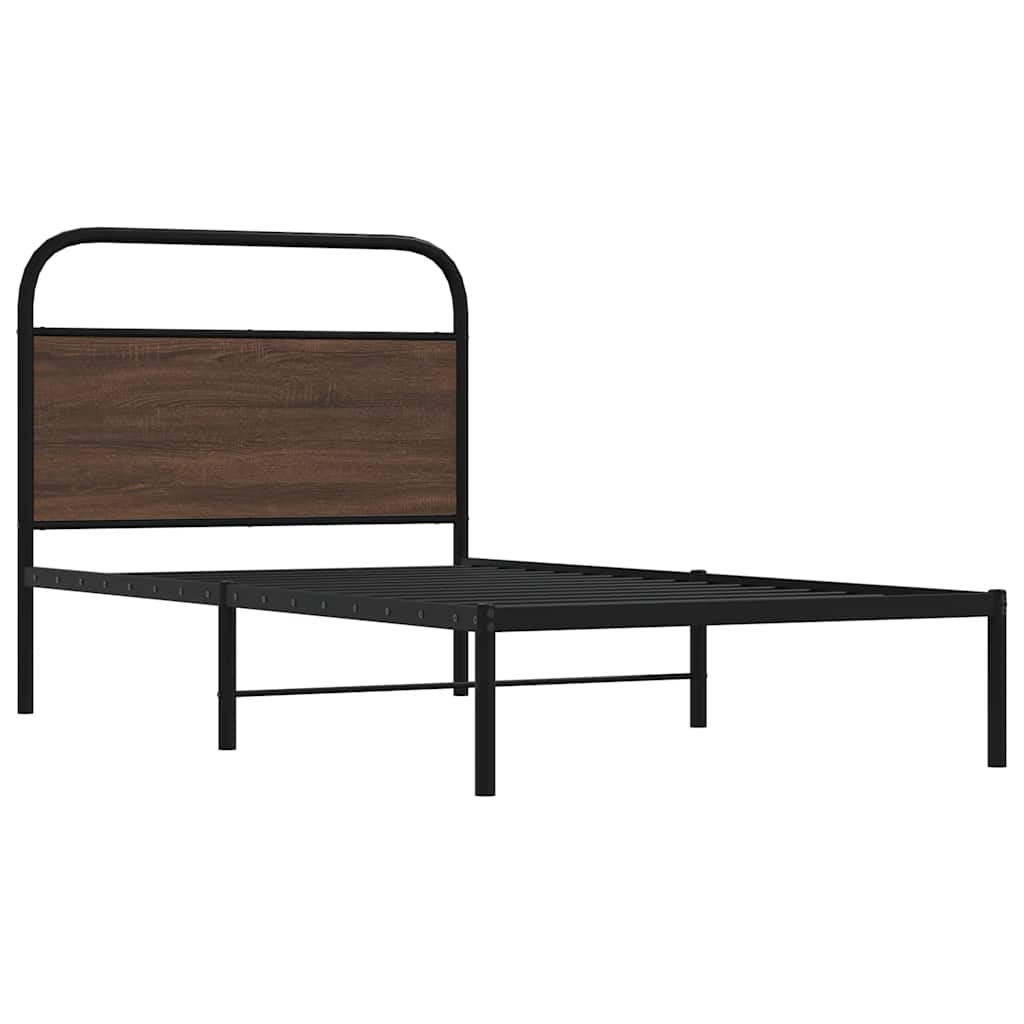 vidaXL Bed Frame Without Mattress 100x200 cm Brown Oak Engineered Wood