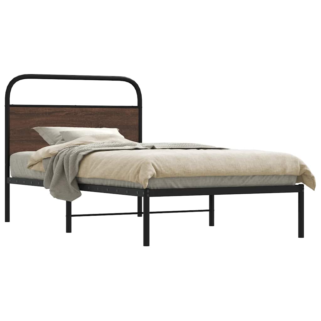 vidaXL Bed Frame Without Mattress 100x200 cm Brown Oak Engineered Wood