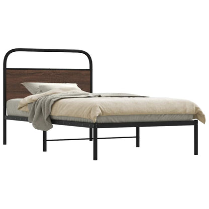 vidaXL Bed Frame Without Mattress 100x200 cm Brown Oak Engineered Wood