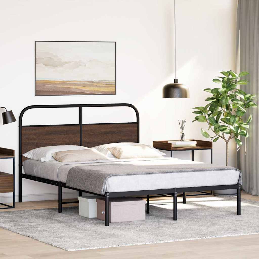 vidaXL Bed Frame Without Mattress 120x190 cm Small Double Brown Oak Engineered Wood