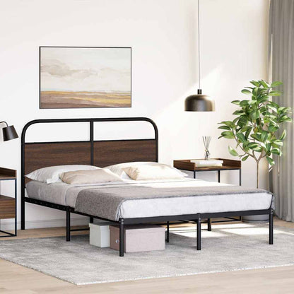 vidaXL Bed Frame Without Mattress 120x190 cm Small Double Brown Oak Engineered Wood