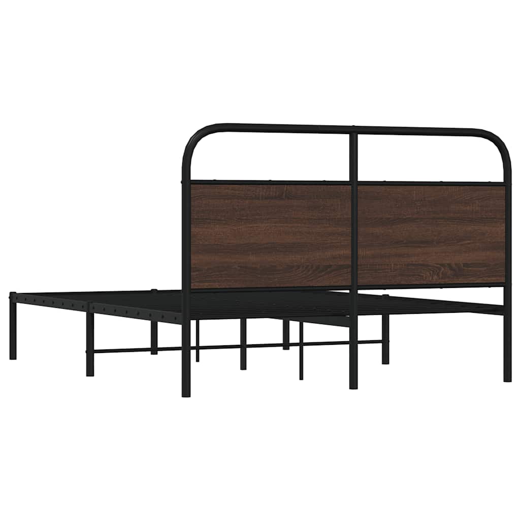 vidaXL Bed Frame Without Mattress 120x190 cm Small Double Brown Oak Engineered Wood