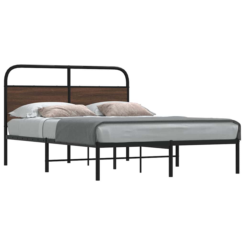 vidaXL Bed Frame Without Mattress 140x190 cm Brown Oak Engineered Wood