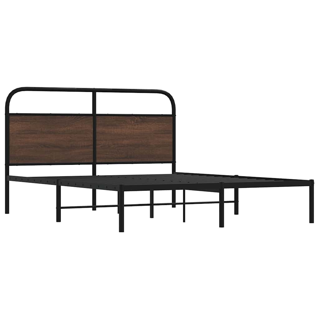 vidaXL Bed Frame Without Mattress 150x200 cm King Size Brown Oak Engineered Wood