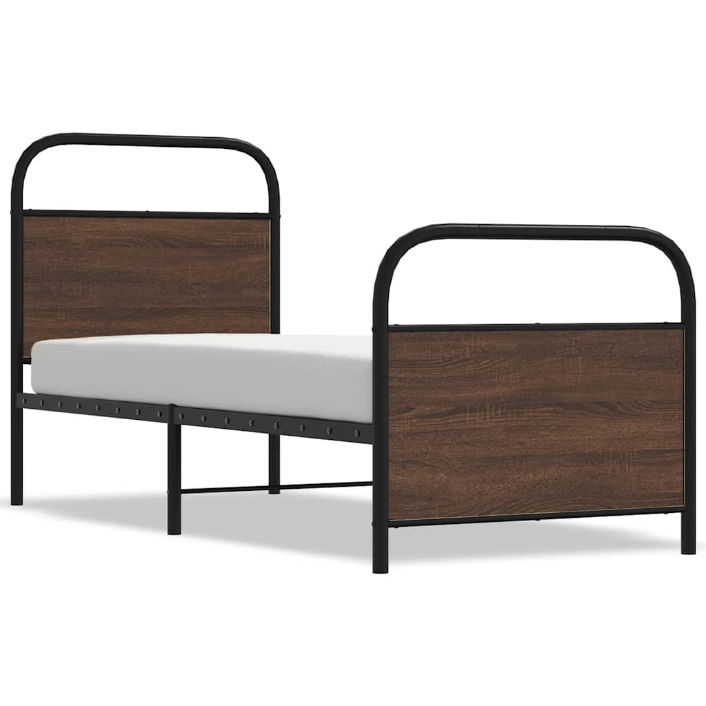 vidaXL Bed Frame Without Mattress 75x190 cm Small Single Brown Oak Engineered Wood