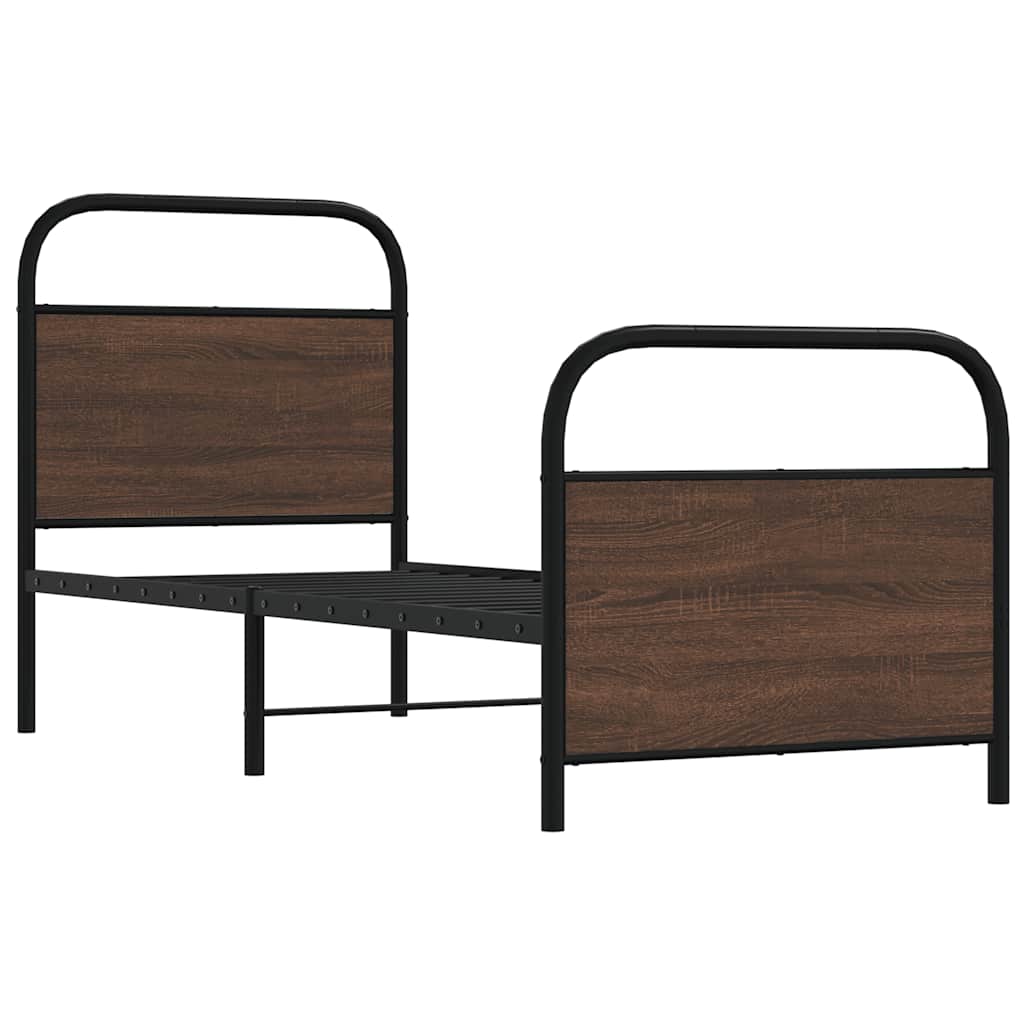 vidaXL Bed Frame Without Mattress 75x190 cm Small Single Brown Oak Engineered Wood