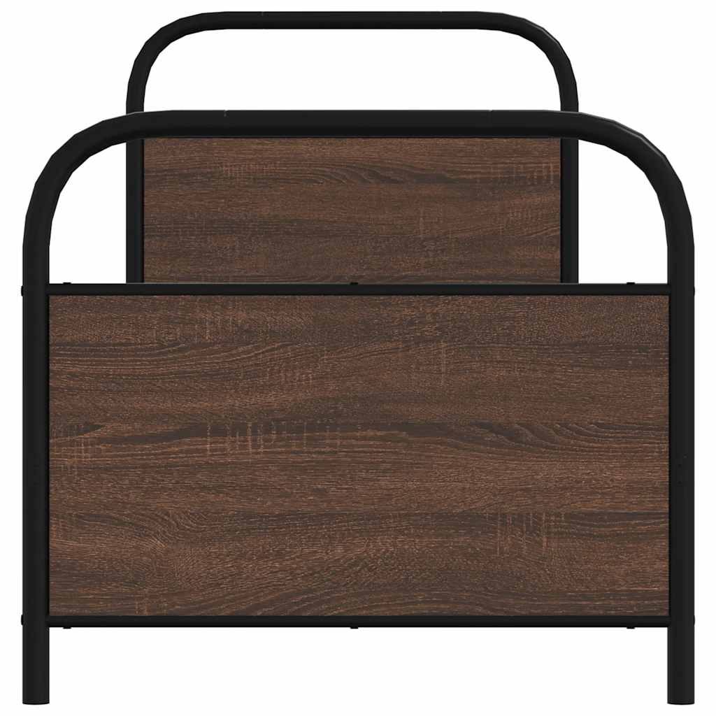 vidaXL Bed Frame Without Mattress 75x190 cm Small Single Brown Oak Engineered Wood