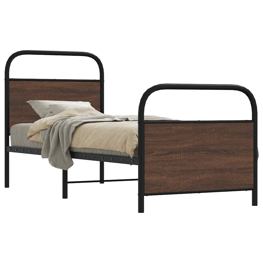 vidaXL Bed Frame Without Mattress 80x200 cm Brown Oak Engineered Wood