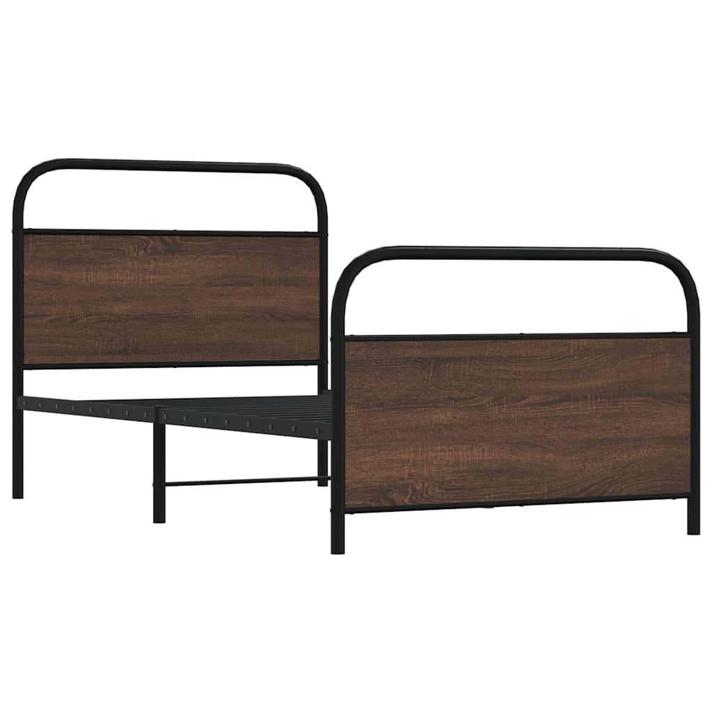 vidaXL Bed Frame Without Mattress 90x190 cm Single Brown Oak Engineered Wood