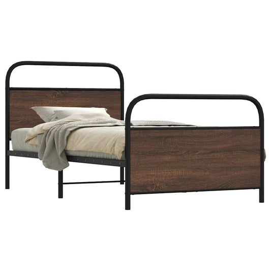 vidaXL Bed Frame Without Mattress 100x190 cm Brown Oak Engineered Wood