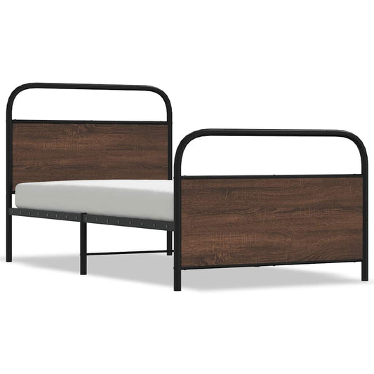 vidaXL Bed Frame Without Mattress 107x203 cm Brown Oak Engineered Wood