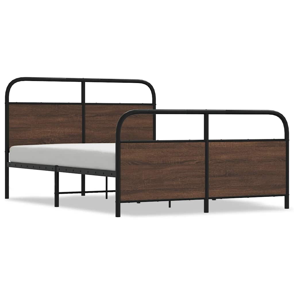 vidaXL Bed Frame Without Mattress 120x190 cm Small Double Brown Oak Engineered Wood