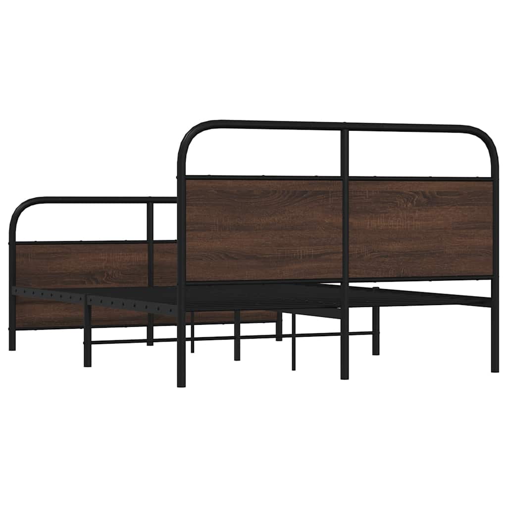 vidaXL Bed Frame Without Mattress 120x190 cm Small Double Brown Oak Engineered Wood