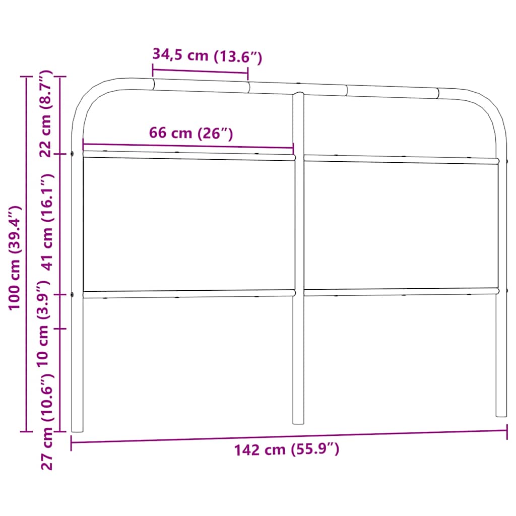 vidaXL Replace Headboard Brown Oak 135 cm Steel and Engineered Wood