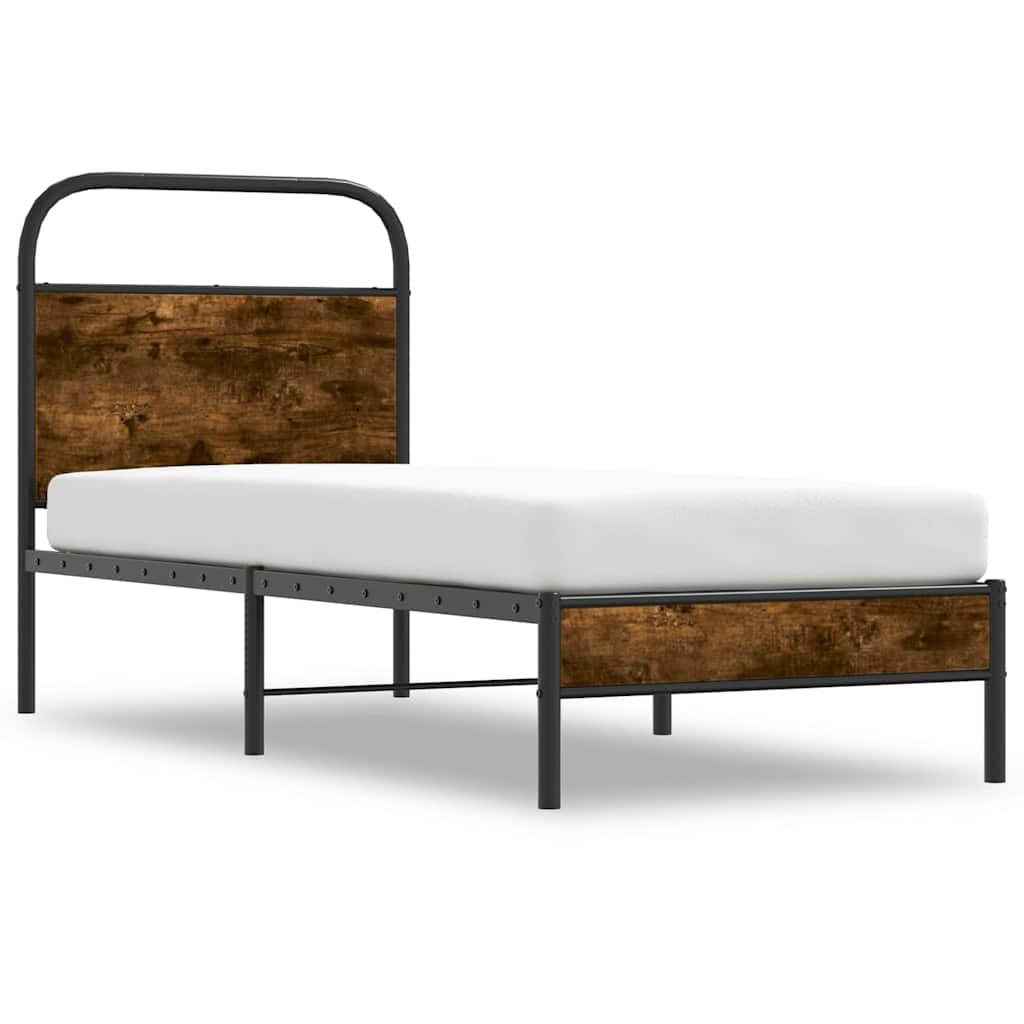 vidaXL Bed Frame Without Mattress 75x190 cm Smoked Oak Engineered Wood