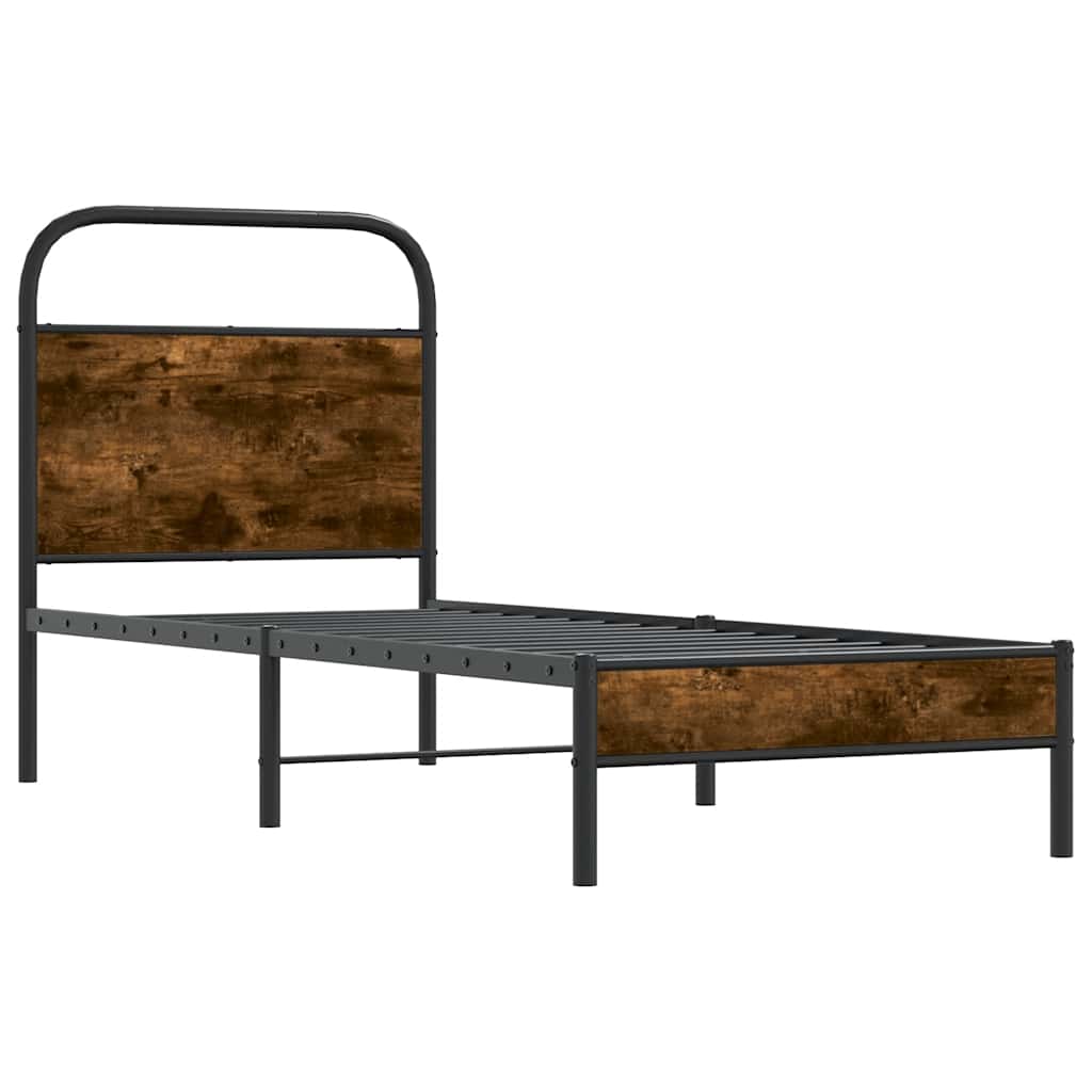 vidaXL Bed Frame Without Mattress 75x190 cm Smoked Oak Engineered Wood