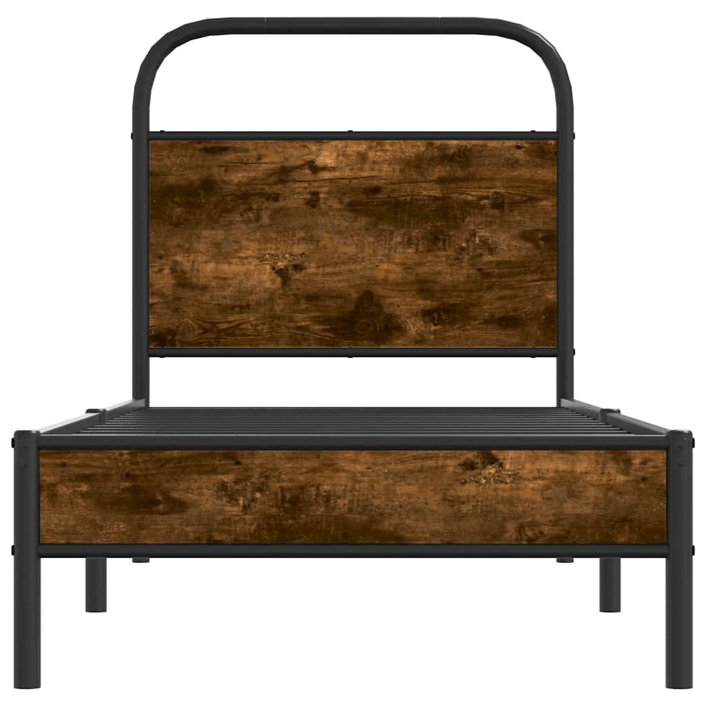 vidaXL Bed Frame Without Mattress 75x190 cm Smoked Oak Engineered Wood