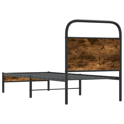vidaXL Bed Frame Without Mattress 75x190 cm Smoked Oak Engineered Wood