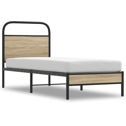 vidaXL Bed Frame Without Mattress 80x200 cm Smoked Oak Engineered Wood