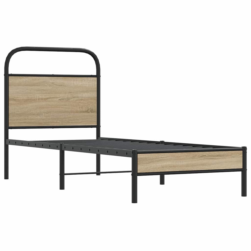 vidaXL Bed Frame Without Mattress 80x200 cm Smoked Oak Engineered Wood