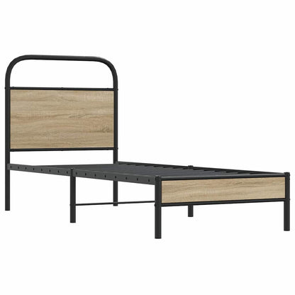 vidaXL Bed Frame Without Mattress 80x200 cm Smoked Oak Engineered Wood