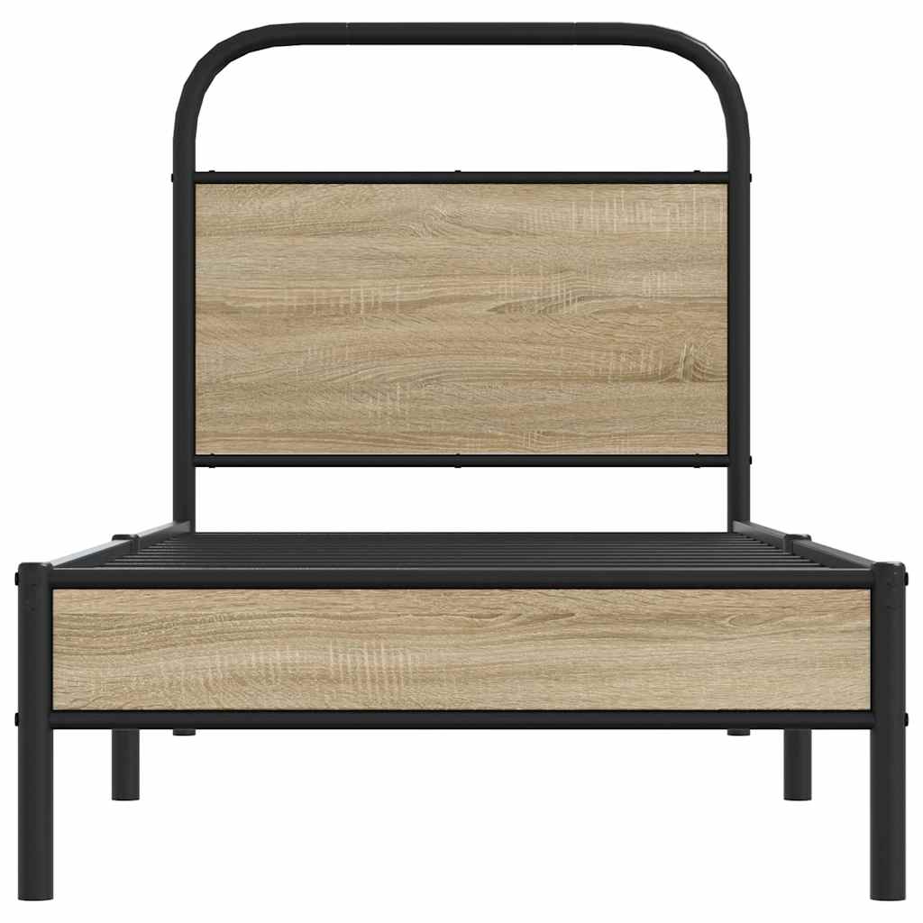 vidaXL Bed Frame Without Mattress 80x200 cm Smoked Oak Engineered Wood
