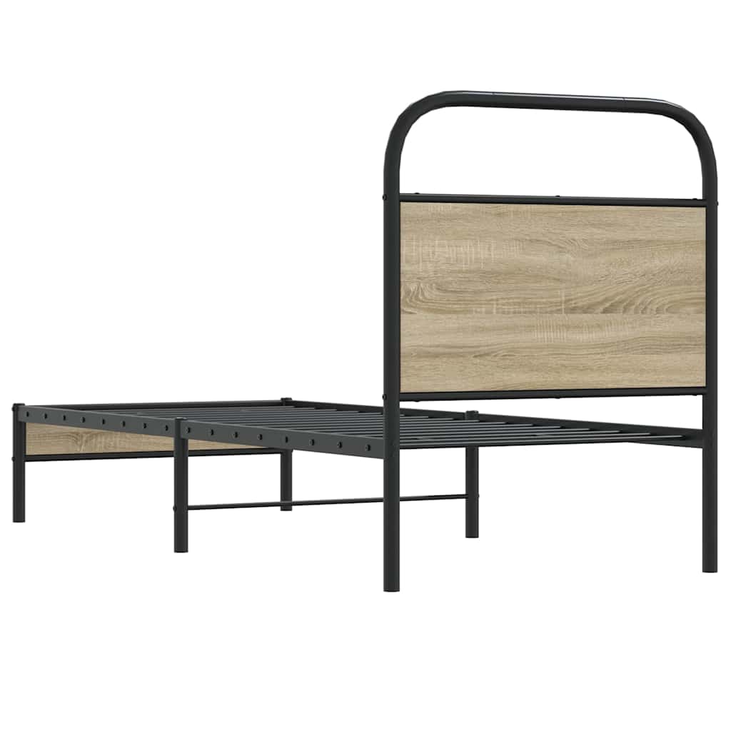 vidaXL Bed Frame Without Mattress 80x200 cm Smoked Oak Engineered Wood
