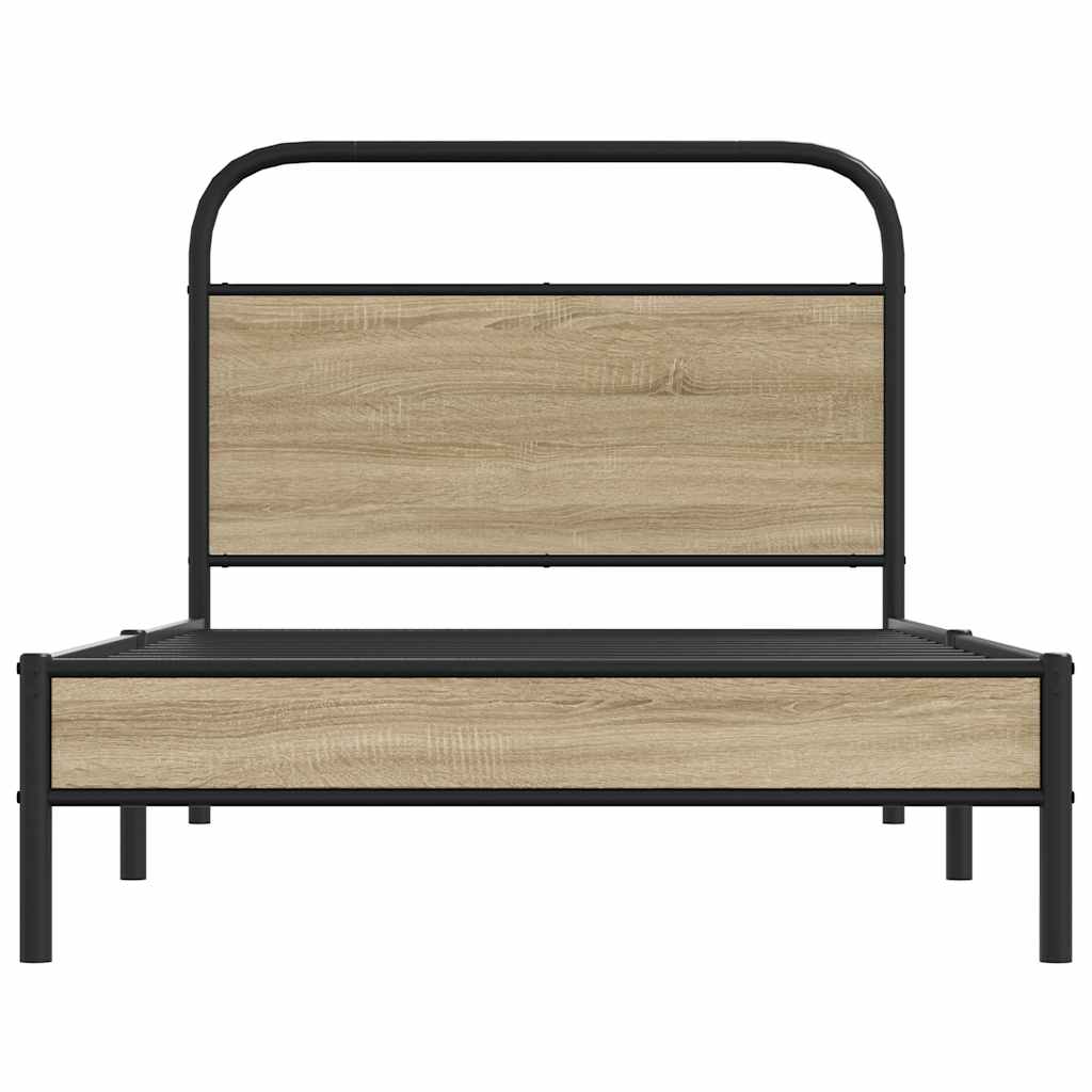 vidaXL Bed Frame Without Mattress 90x200 cm Smoked Oak Engineered Wood