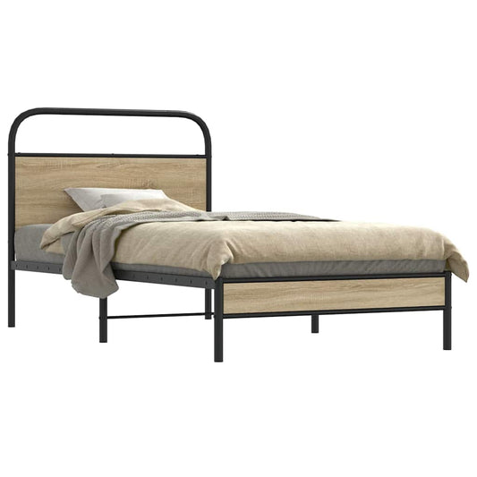 vidaXL Bed Frame Without Mattress 90x200 cm Smoked Oak Engineered Wood