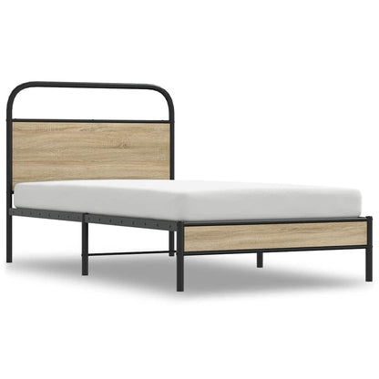 vidaXL Bed Frame Without Mattress 100x200 cm Smoked Oak Engineered Wood