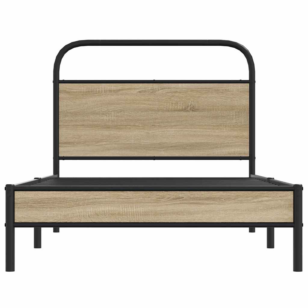 vidaXL Bed Frame Without Mattress 100x200 cm Smoked Oak Engineered Wood