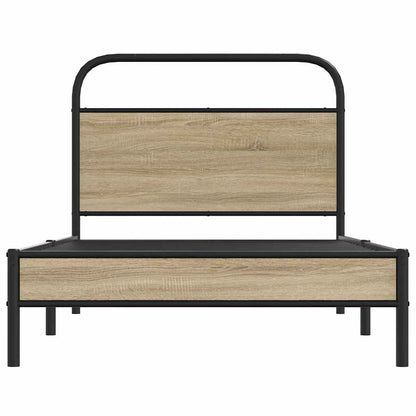 vidaXL Bed Frame Without Mattress 100x200 cm Smoked Oak Engineered Wood