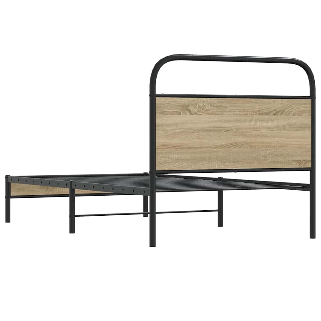 vidaXL Bed Frame Without Mattress 100x200 cm Smoked Oak Engineered Wood