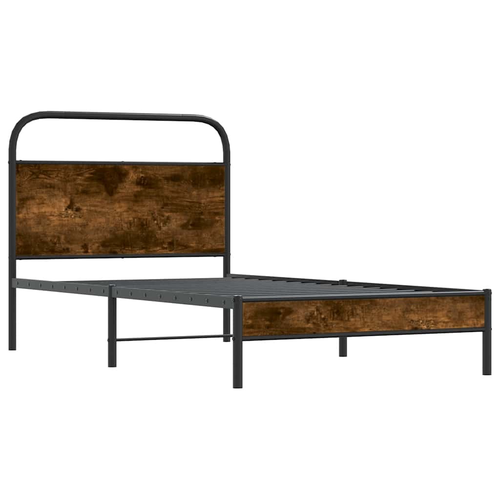 vidaXL Bed Frame Without Mattress 107x203 cm Smoked Oak Engineered Wood