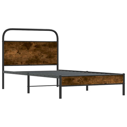 vidaXL Bed Frame Without Mattress 107x203 cm Smoked Oak Engineered Wood