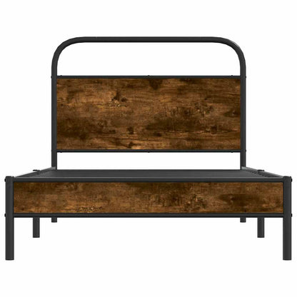vidaXL Bed Frame Without Mattress 107x203 cm Smoked Oak Engineered Wood