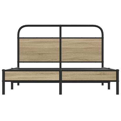 vidaXL Bed Frame Without Mattress 135x190 cm Smoked Oak Engineered Wood
