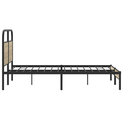 vidaXL Bed Frame Without Mattress 135x190 cm Smoked Oak Engineered Wood
