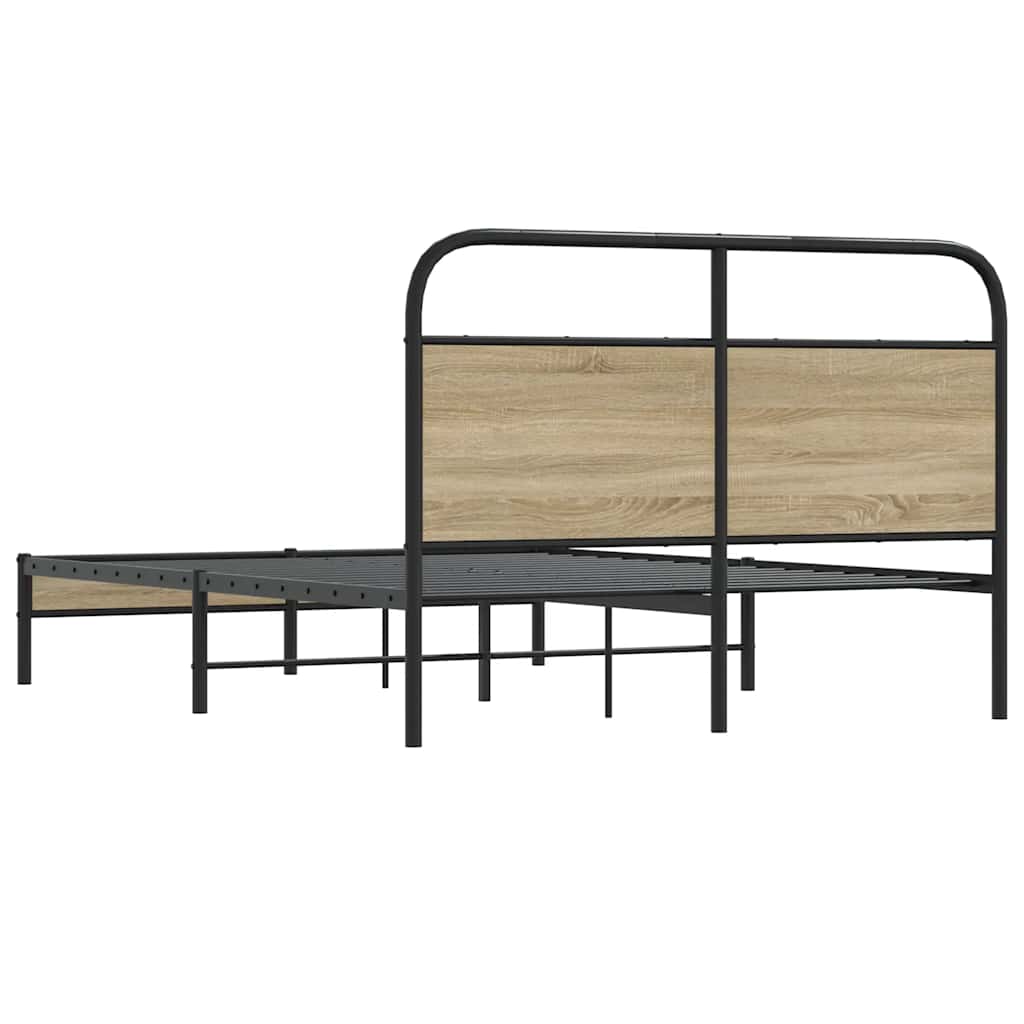vidaXL Bed Frame Without Mattress 135x190 cm Smoked Oak Engineered Wood