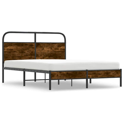 vidaXL Bed Frame Without Mattress 140x190 cm Smoked Oak Engineered Wood