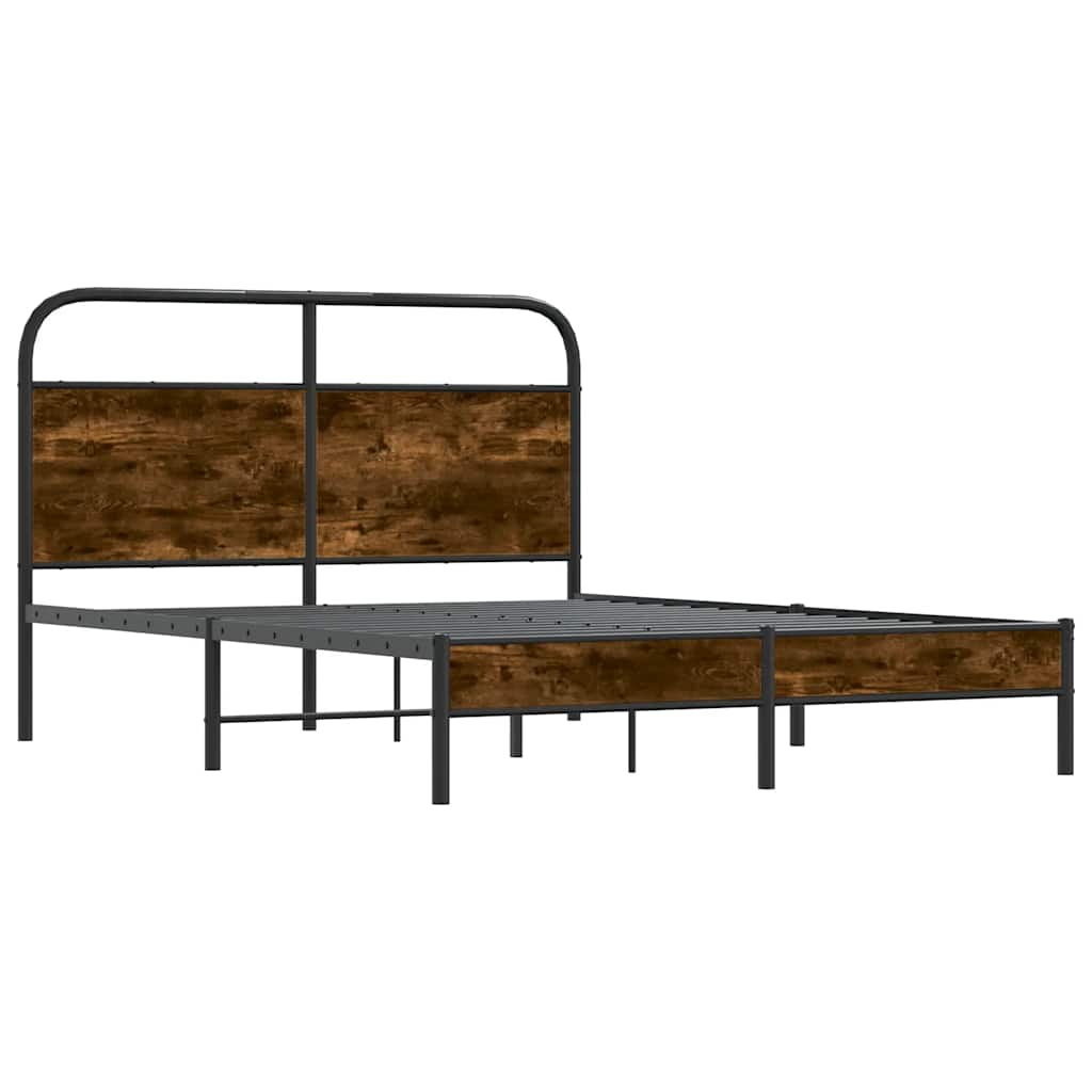 vidaXL Bed Frame Without Mattress 140x190 cm Smoked Oak Engineered Wood