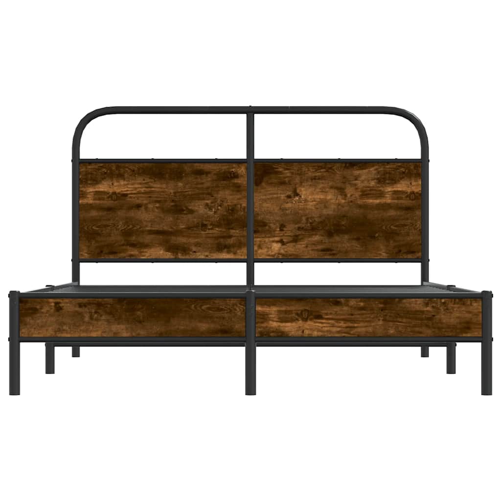 vidaXL Bed Frame Without Mattress 140x190 cm Smoked Oak Engineered Wood