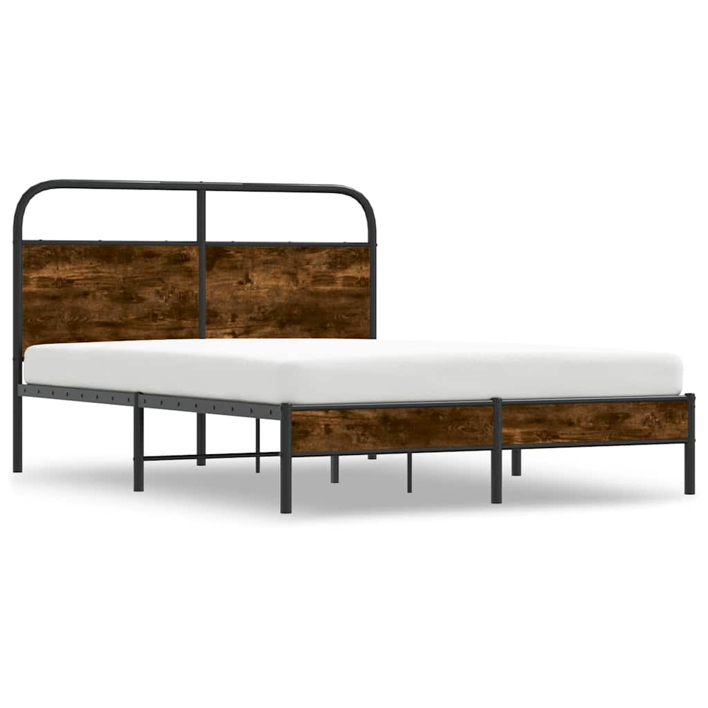 vidaXL Bed Frame Without Mattress 140x200 cm Smoked Oak Engineered Wood