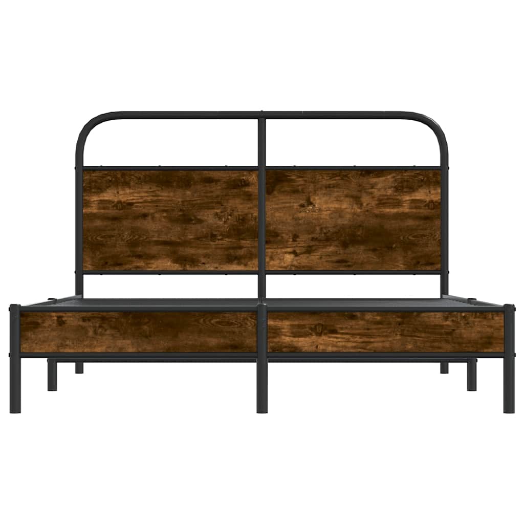 vidaXL Bed Frame Without Mattress 140x200 cm Smoked Oak Engineered Wood