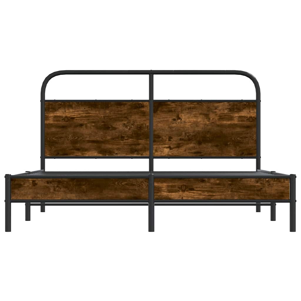 vidaXL Bed Frame Without Mattress 150x200 cm Smoked Oak Engineered Wood