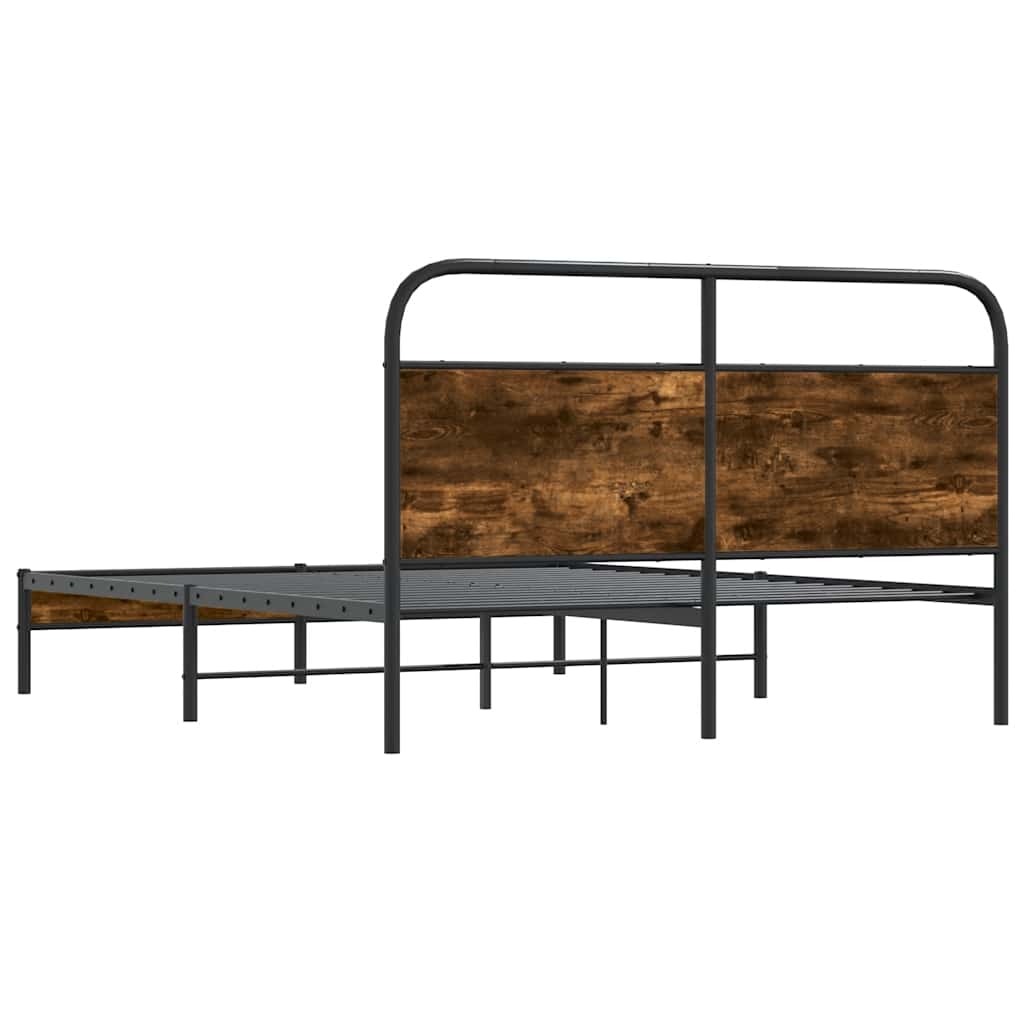 vidaXL Bed Frame Without Mattress 150x200 cm Smoked Oak Engineered Wood