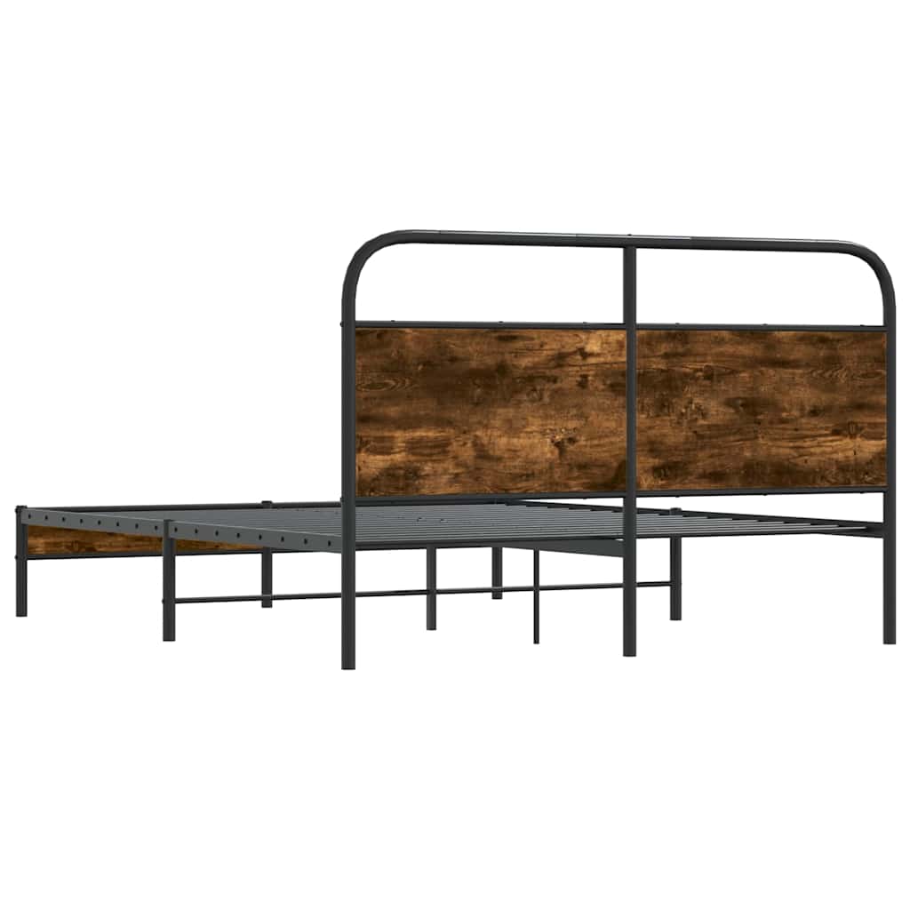 vidaXL Bed Frame Without Mattress 150x200 cm Smoked Oak Engineered Wood