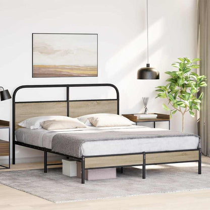 vidaXL Bed Frame Without Mattress 160x200 cm Smoked Oak Engineered Wood